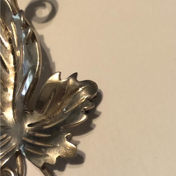 Vintage Mexico Taxco Signed Grapes Leaf Brooch Pin - Picture 6 of 8